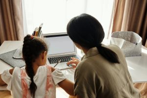 parent teacher child school back to school laptop learning
